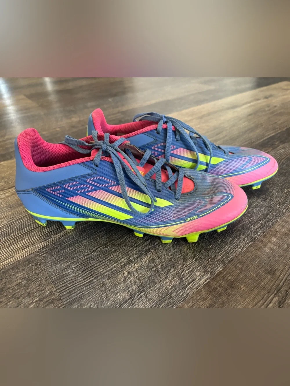 adidas Blue Pink Neon Yellow Fiberskin Soccer Cleats